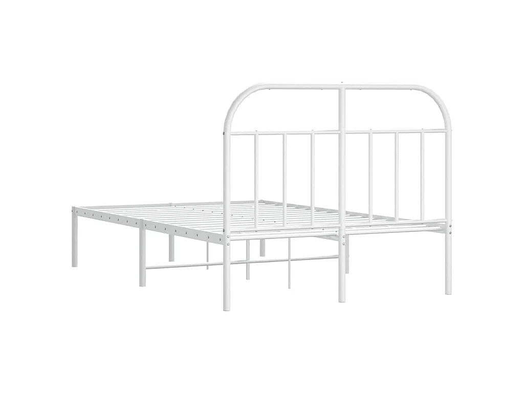 Bettgestell mit Kopfteil Metall Weiß 135x190 cm