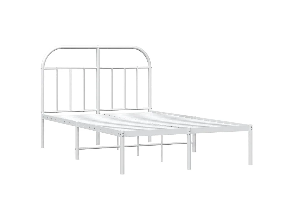 Bettgestell mit Kopfteil Metall Weiß 135x190 cm