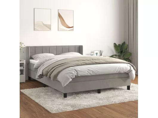 Kauf Unique Boxspringbett mit Matratze Hellgrau 140x190 cm Samt