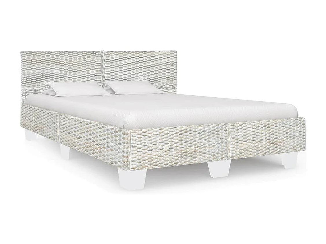 Cadre de lit sans matelas Gris Rotin naturel 140x200 cm
