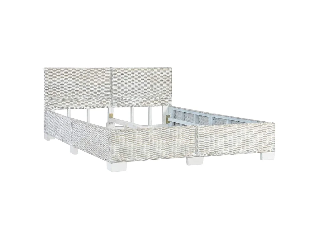 Cadre de lit sans matelas Gris Rotin naturel 140x200 cm
