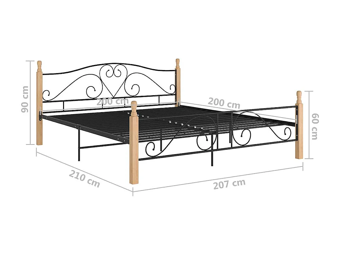 Estrutura de cama 200x200 cm metal preto