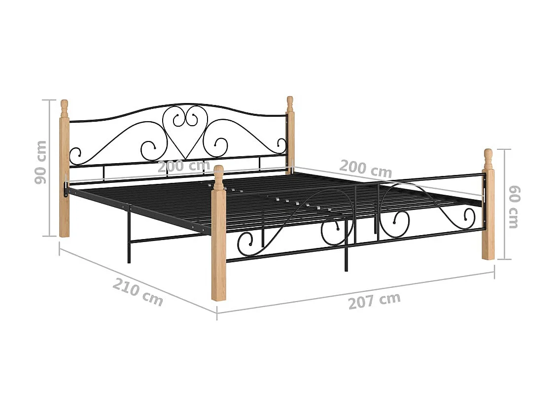 Estrutura de cama 200x200 cm metal preto