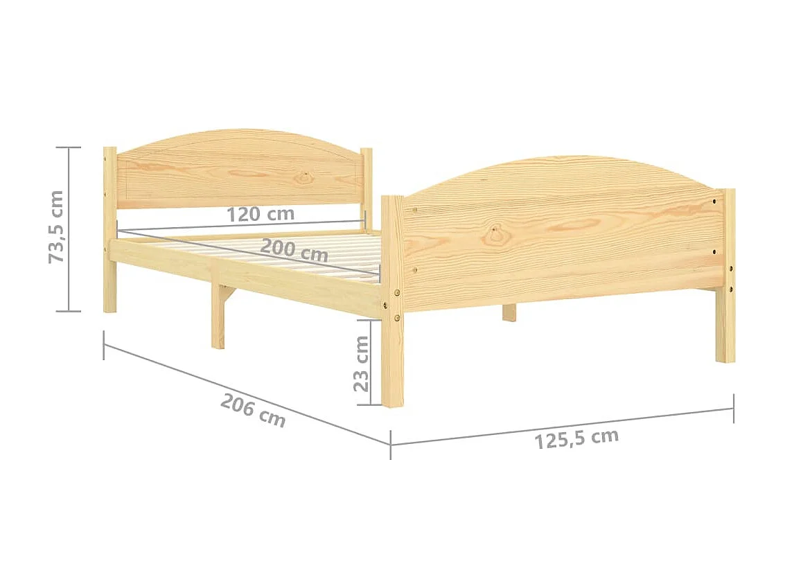 Giroletto senza Materasso 120x200 cm in Legno Massello di Pino