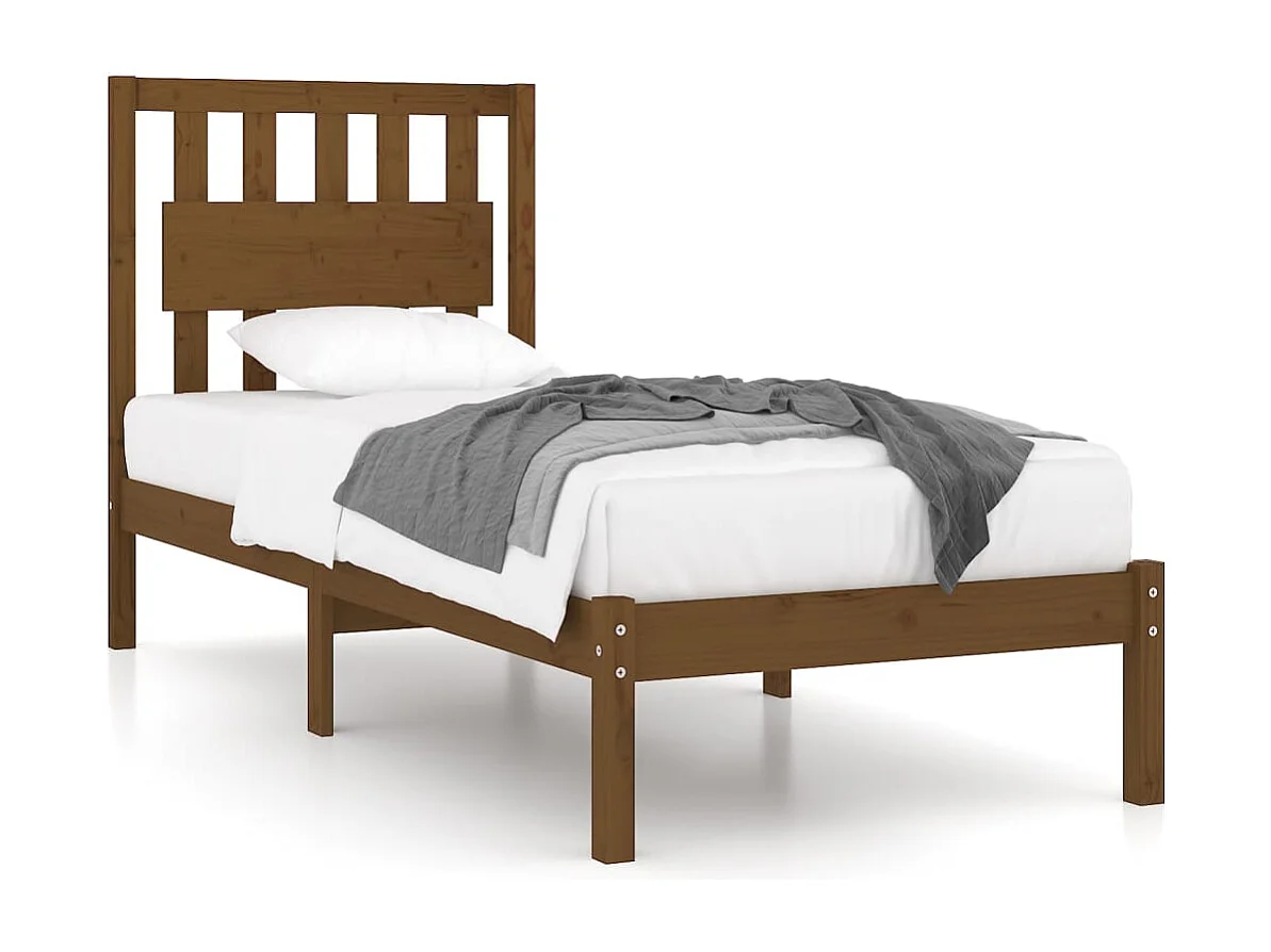 Estrutura de cama 100x200 cm pinho maciço castanho mel