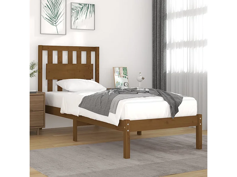 Estrutura de cama 100x200 cm pinho maciço castanho mel