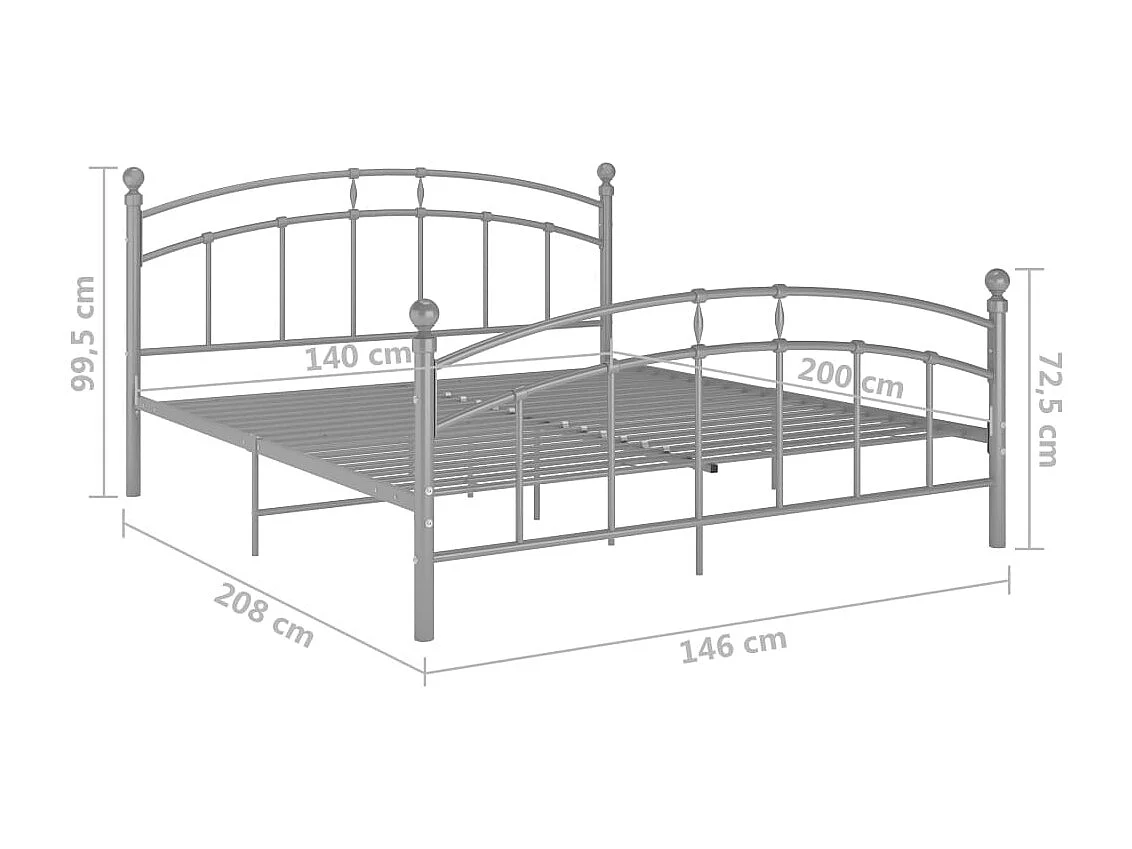 Bettgestell Grau Metall 140x200 cm