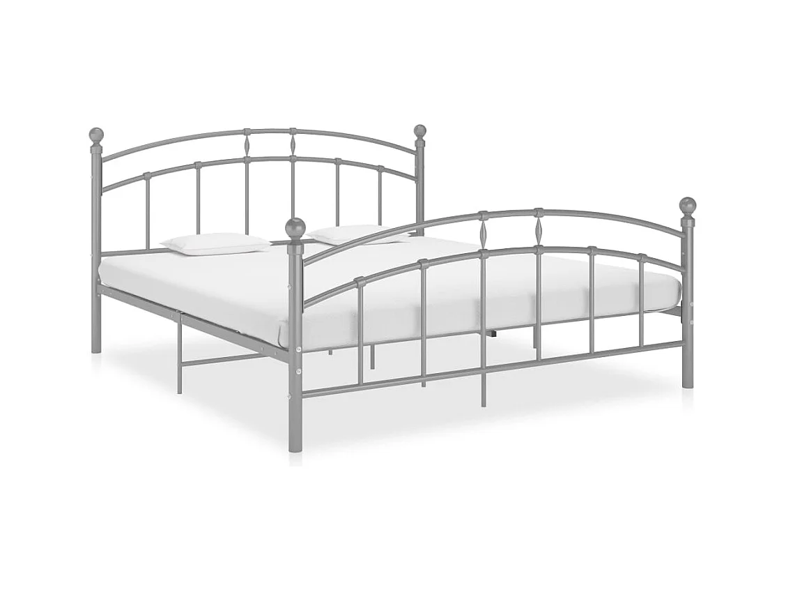 Cadre de lit sans matelas gris métal 140x200 cm