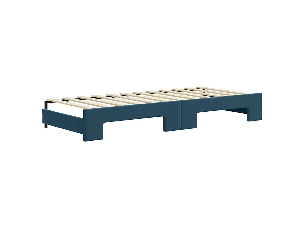 Tagesbett Ausziehbar mit Schubladen Blau 80x200 cm Samt