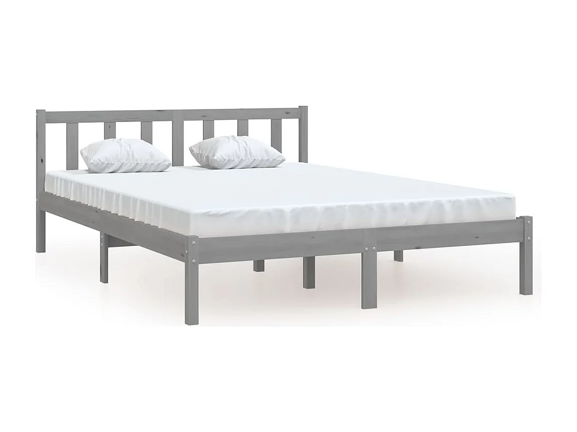 Estrutura de cama king 150x200 cm pinho maciço cinzento