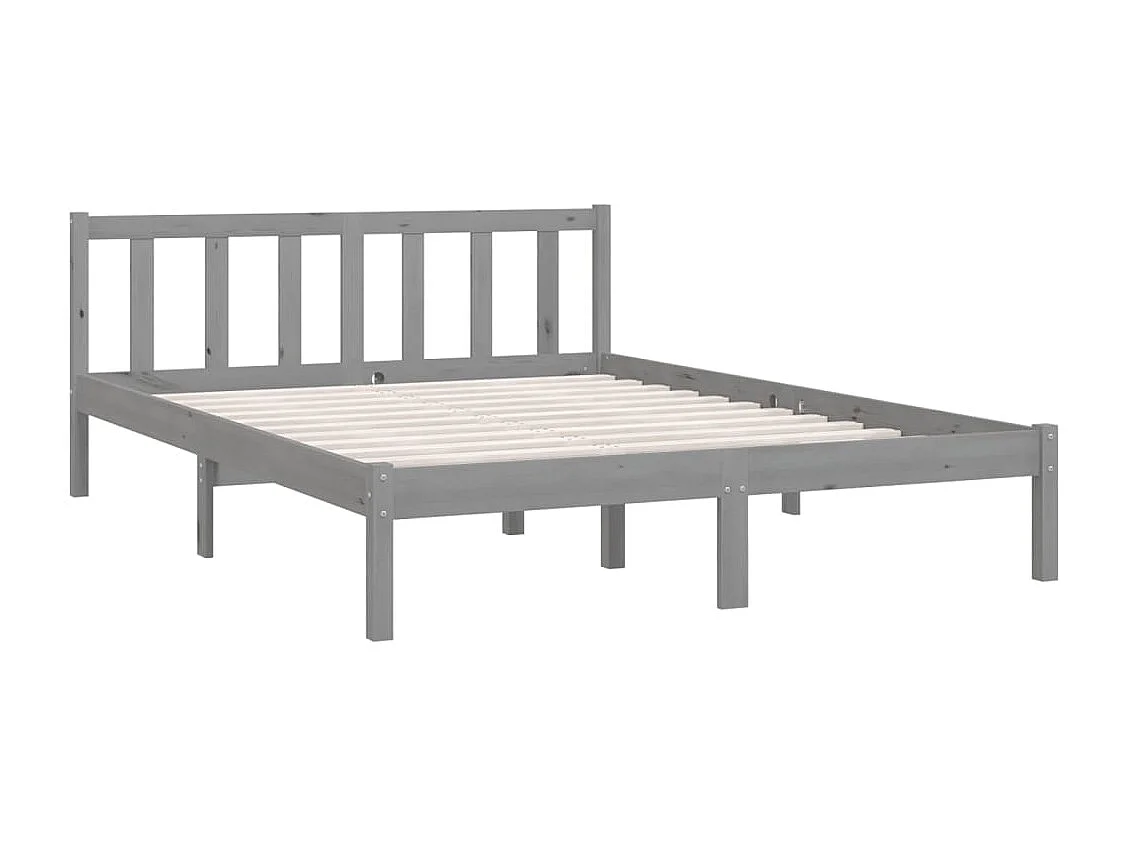 Estrutura de cama king 150x200 cm pinho maciço cinzento