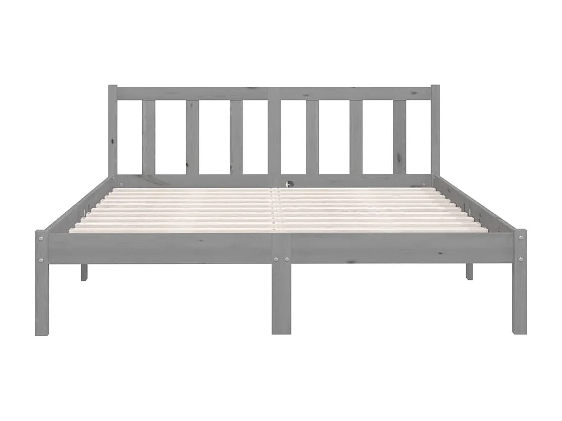 Estrutura de cama king 150x200 cm pinho maciço cinzento
