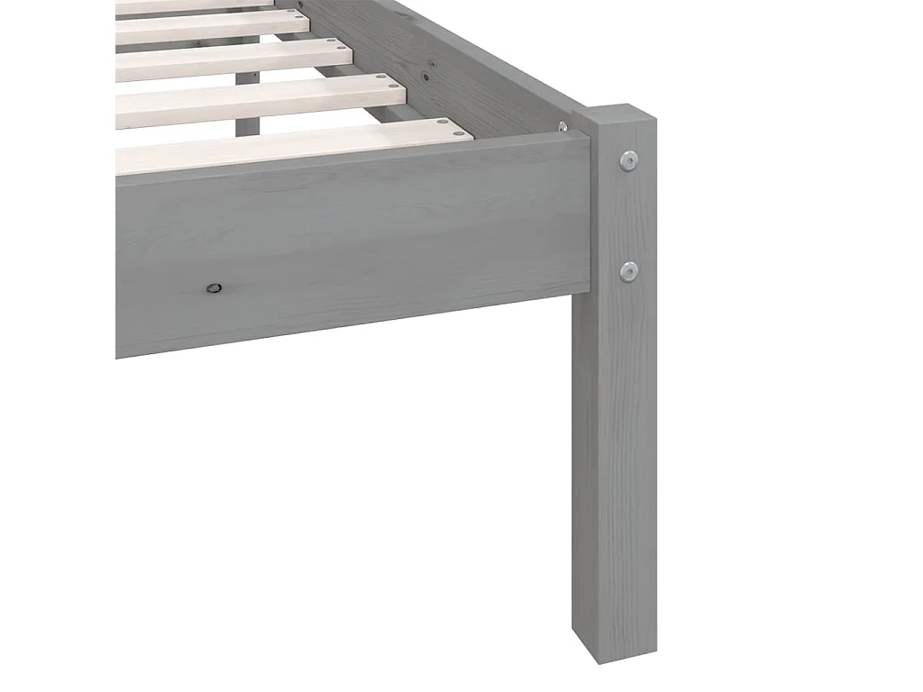 Estrutura de cama king 150x200 cm pinho maciço cinzento