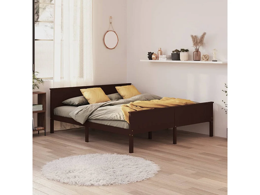 Estrutura de cama 180x200 cm pinho maciço castanho-escuro