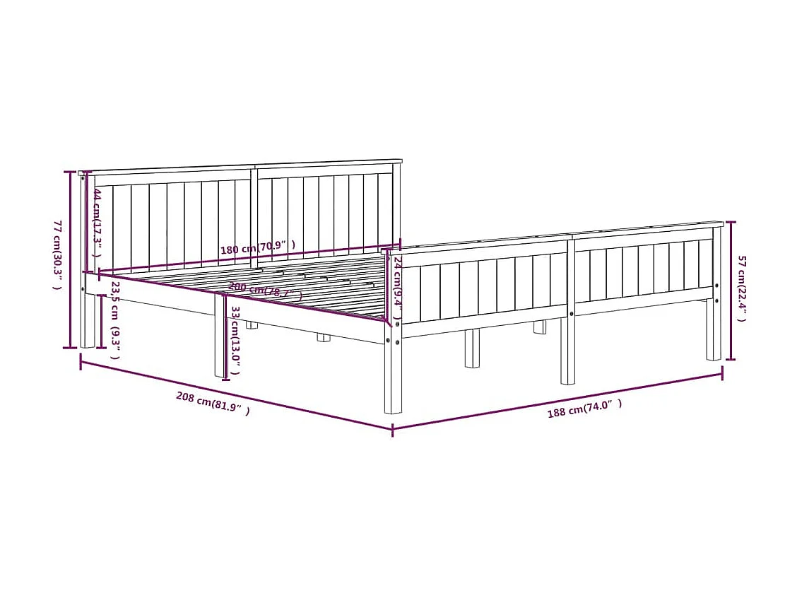Estrutura de cama 180x200 cm pinho maciço castanho-escuro