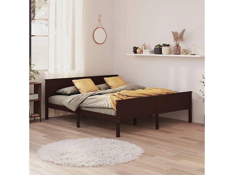 Estrutura de cama 180x200 cm pinho maciço castanho-escuro