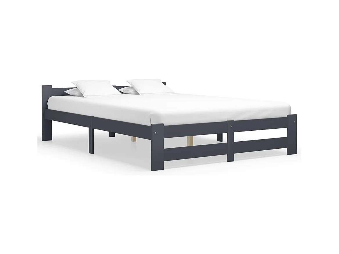 Cadre de lit sans matelas gris foncé pin massif 160x200 cm
