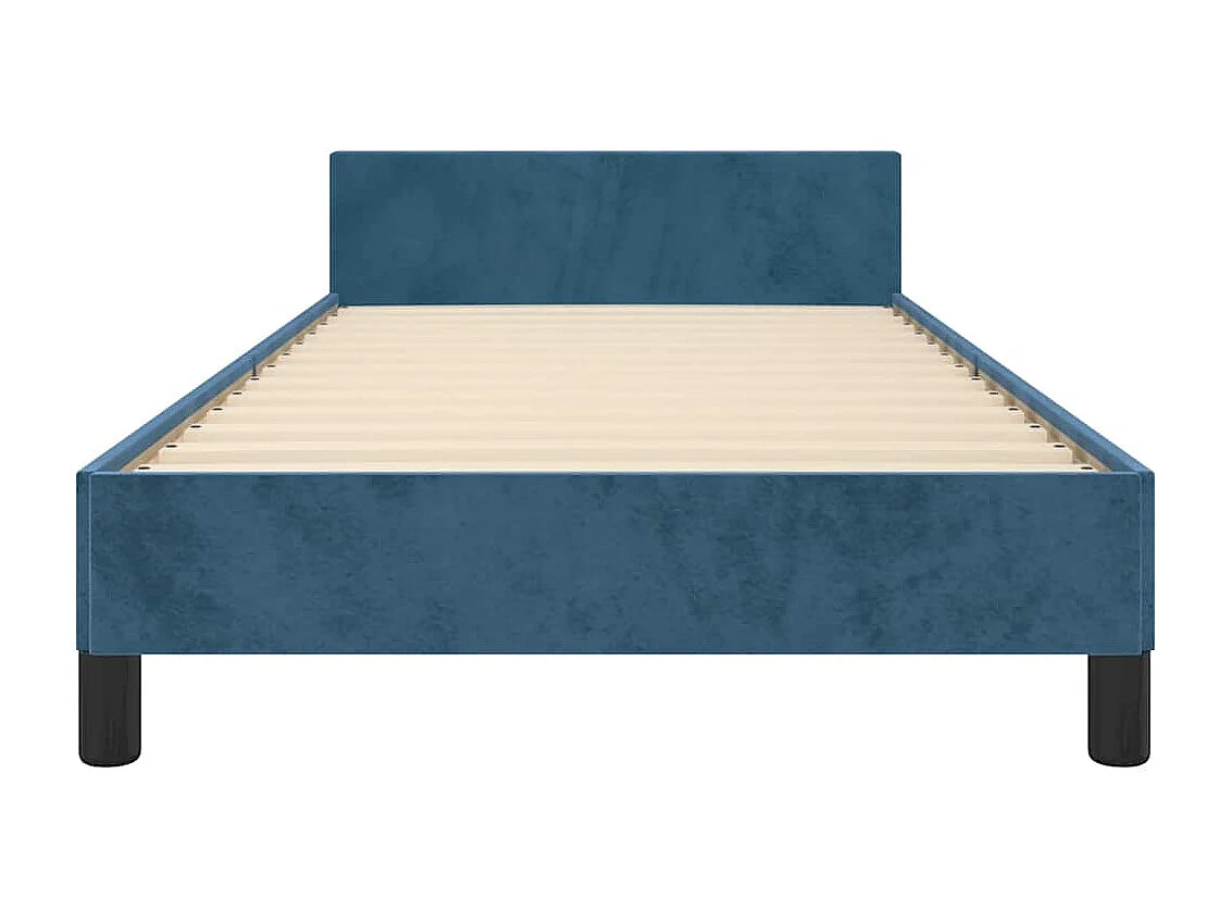 Cadre de lit sans matelas bleu foncé 100x200 cm velours