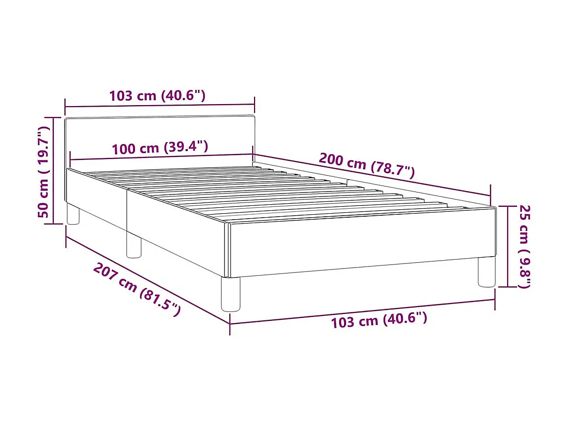 Cadre de lit sans matelas bleu foncé 100x200 cm velours