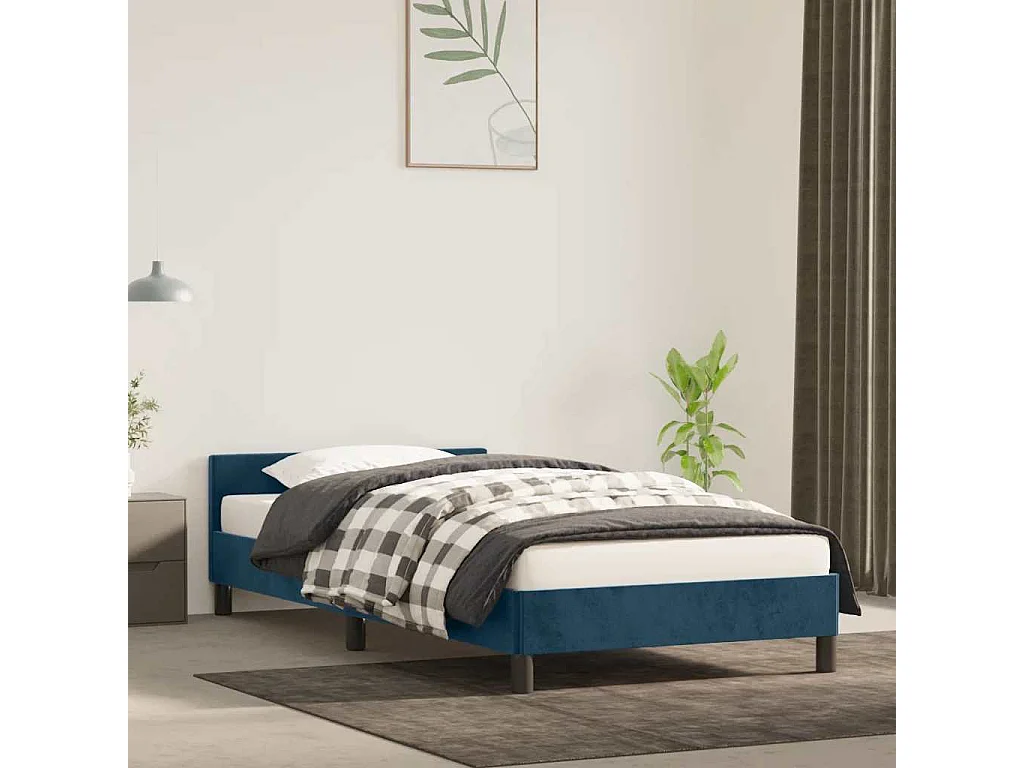 Bedframe zonder matras 100x200 cm fluweel donkerblauw