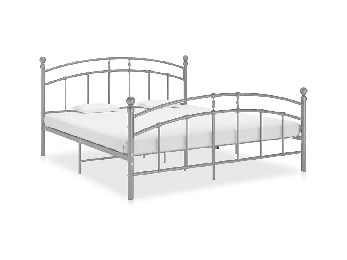 Cadre de lit sans matelas gris métal 160x200 cm