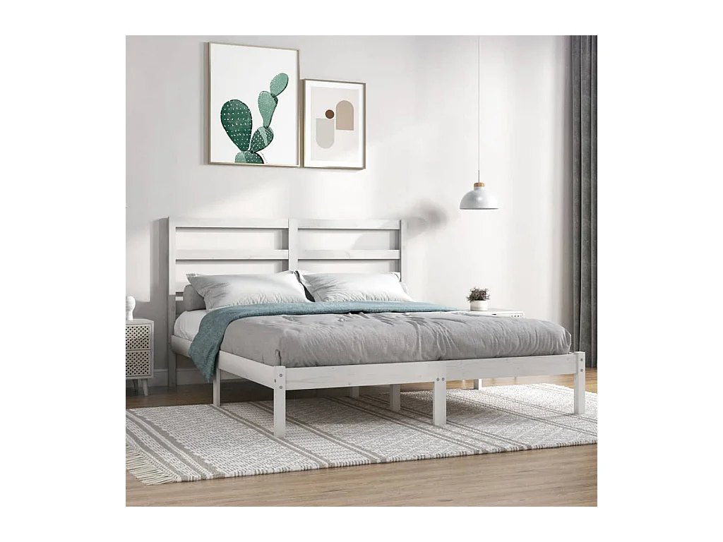 Cadre de lit sans matelas blanc 160x200 cm bois de pin massif
