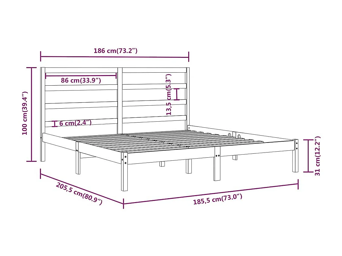 Giroletto Bianco in Legno Massello 180x200 cm Super King
