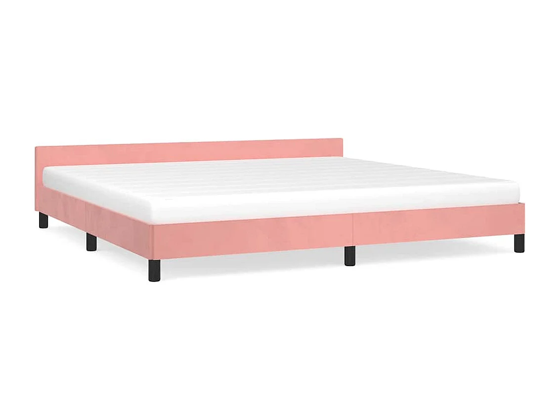 Cadre de lit et tête de lit sans matelas rose 200x200cm velours