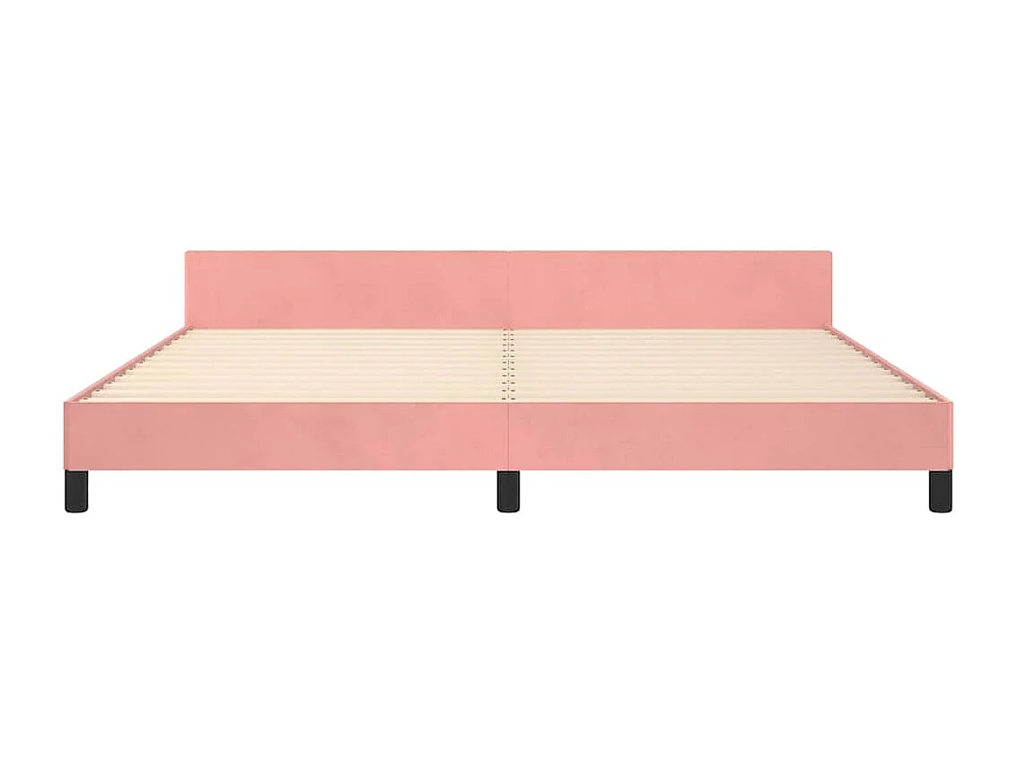 Cadre de lit et tête de lit sans matelas rose 200x200cm velours