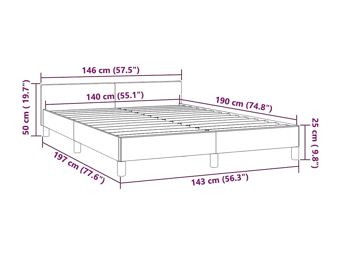 Estrutura de cama sem colchão 140x190 cm veludo verde-escuro