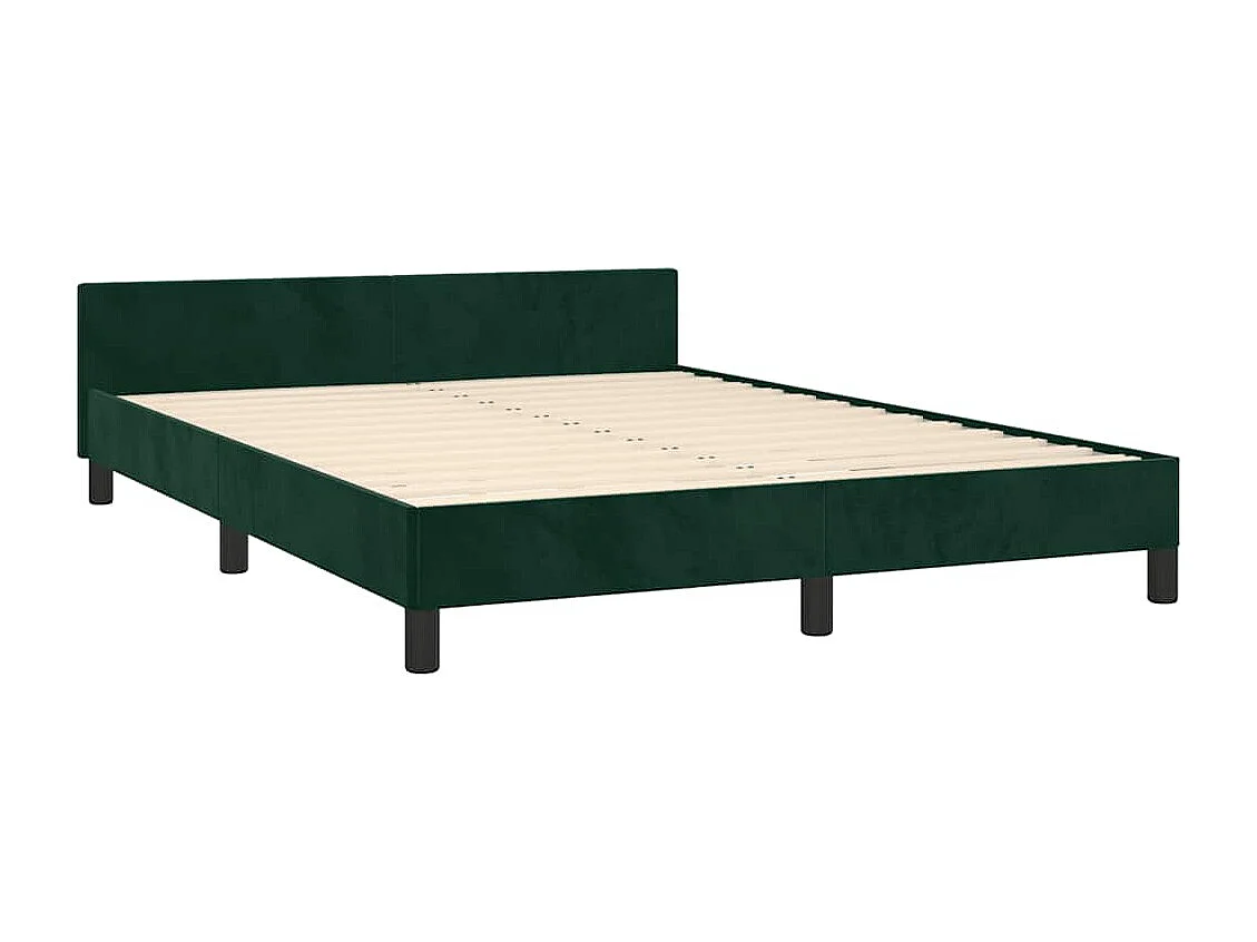 Cadre de lit sans matelas vert foncé 140x190 cm velours