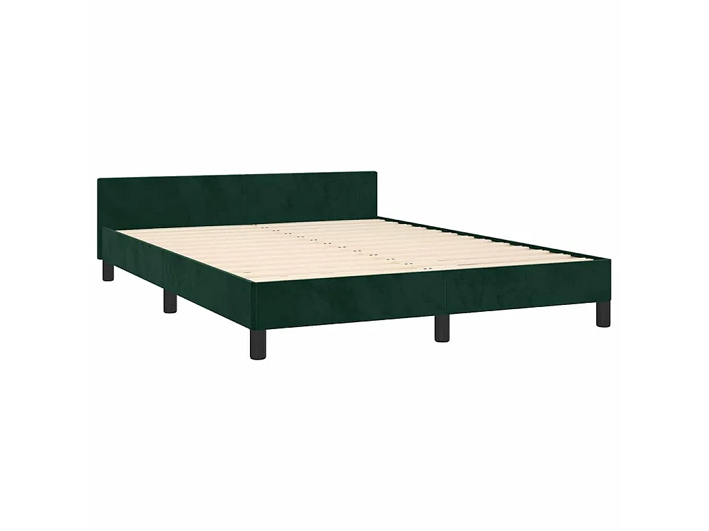 Cadre de lit sans matelas vert foncé 140x190 cm velours