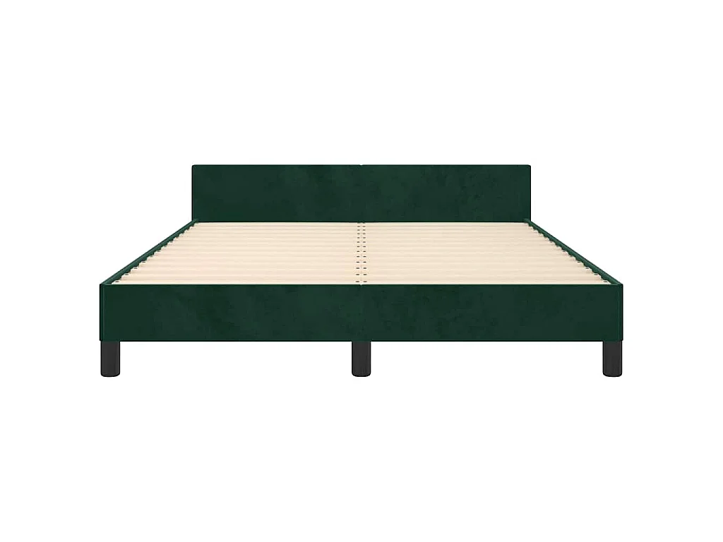 Cadre de lit sans matelas vert foncé 140x190 cm velours