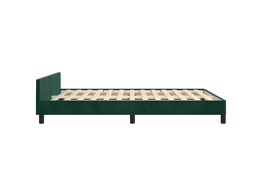 Cadre de lit sans matelas vert foncé 140x190 cm velours