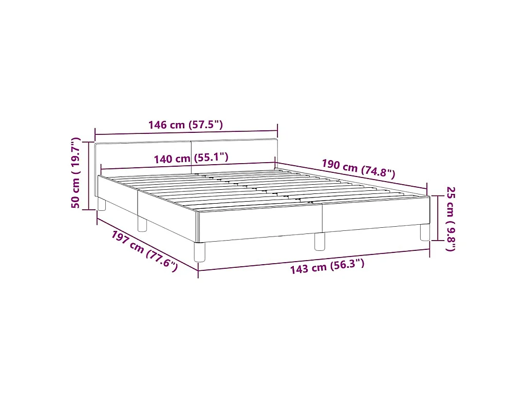 Cadre de lit sans matelas vert foncé 140x190 cm velours