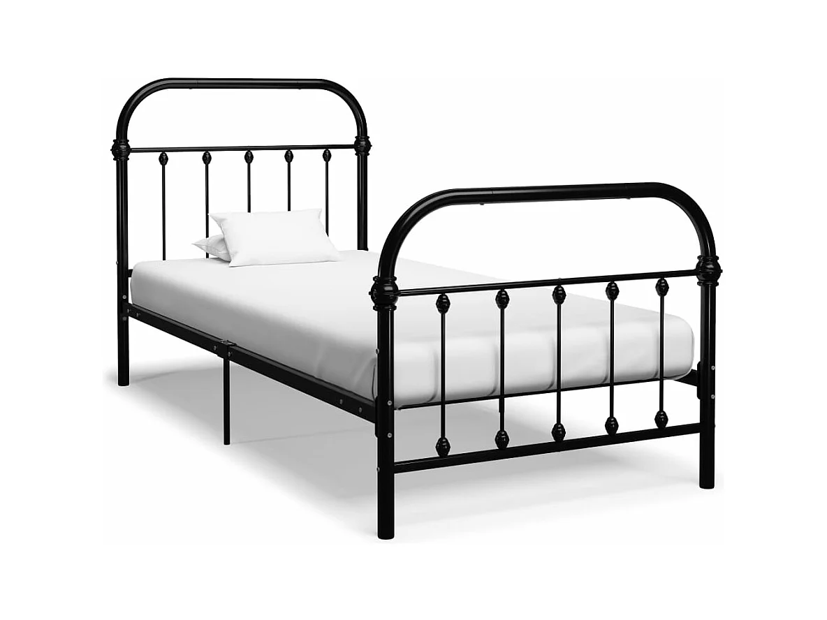 Cadre de lit sans matelas noir métal 90x200 cm
