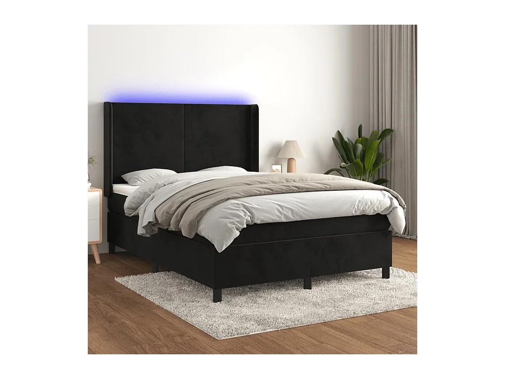 Boxspring met matras en LED fluweel zwart 140x190 cm