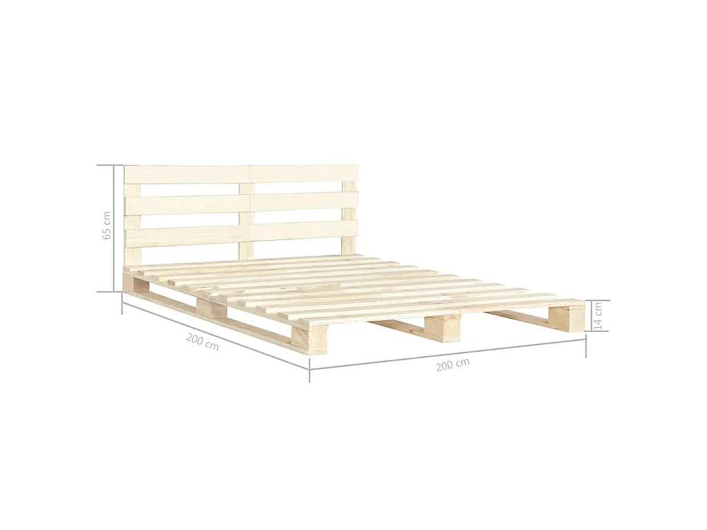 Cadre de lit de palette sans matelas bois massif pin 200x200 cm