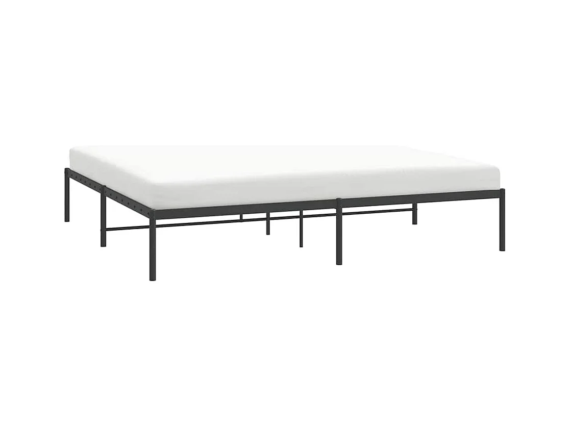Cadre de lit métal sans matelas noir 193x203 cm