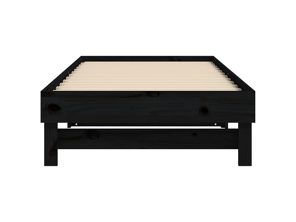 Lit coulissant sans matelas noir 2x(75x190) cm