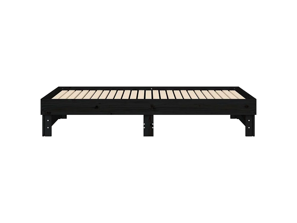 Lit coulissant sans matelas noir 2x(75x190) cm