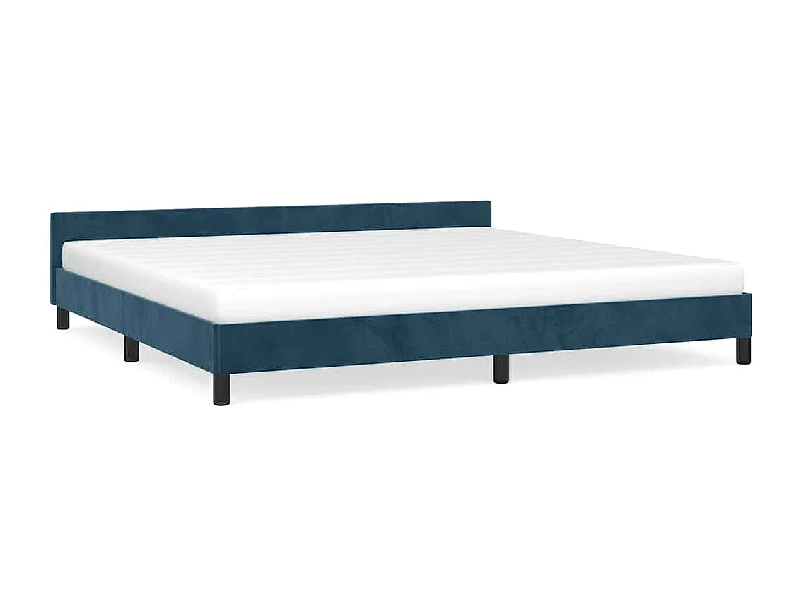 Cadre de lit sans matelas bleu foncé 200x200 cm velours