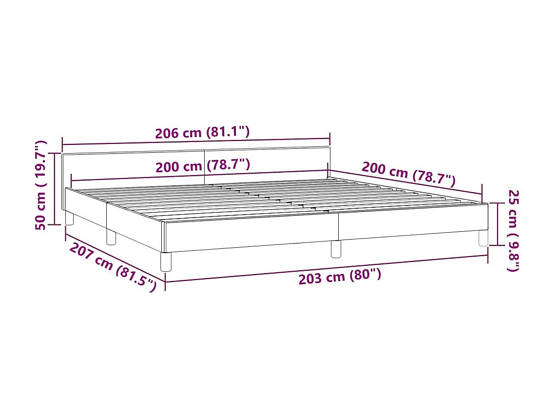Cadre de lit sans matelas bleu foncé 200x200 cm velours