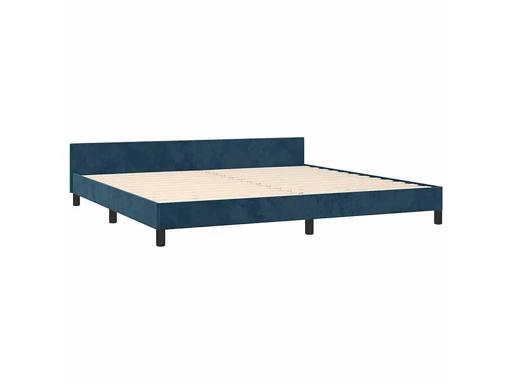 Estructura cama sin colchón terciopelo azul oscuro 200x200 cm