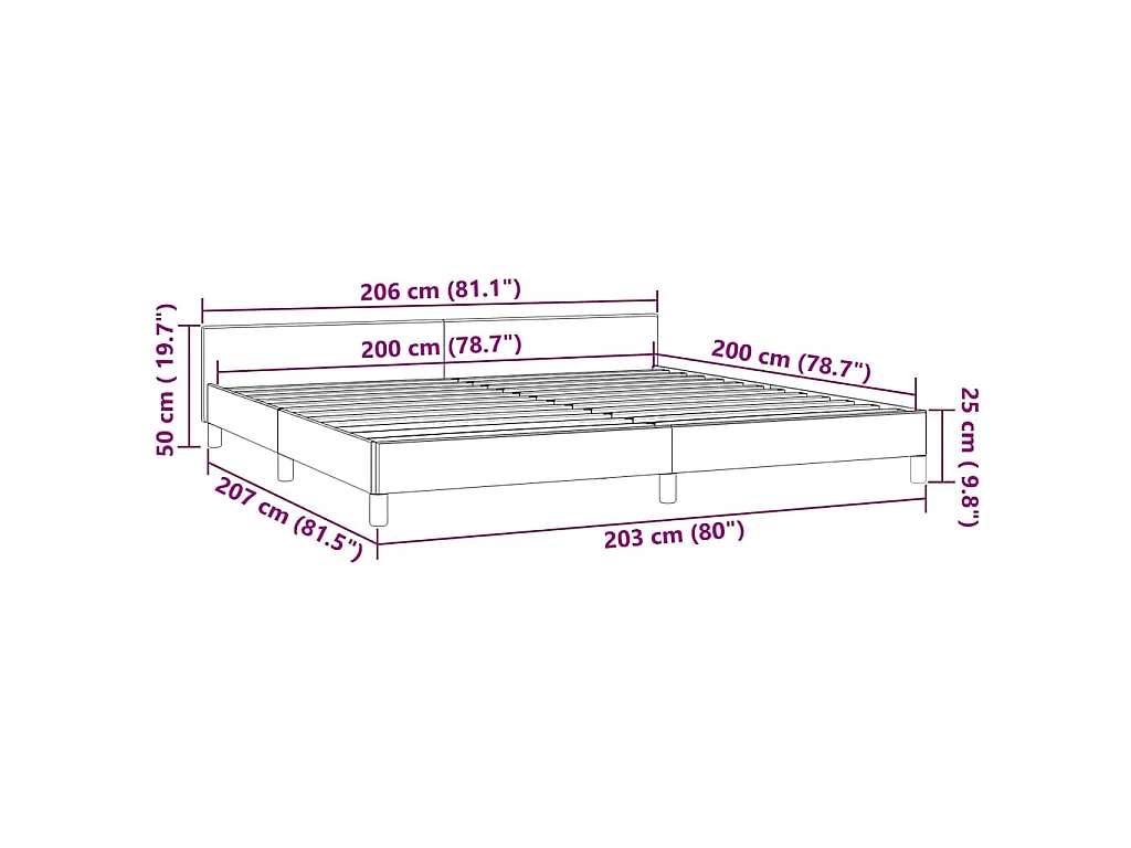 Estructura cama sin colchón terciopelo azul oscuro 200x200 cm