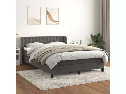 Kauf Unique Boxspringbett mit Matratze Dunkelgrau 140x190 cm Samt