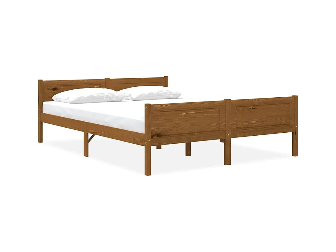 Cadre de lit sans matelas pin massif marron miel 160x200 cm