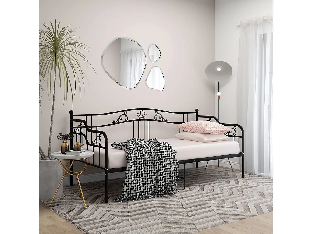 Sofá-cama 90x200 cm metal preto