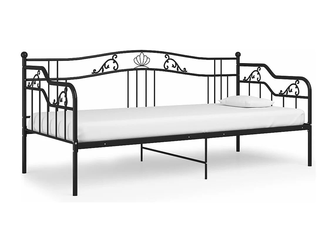 Divano Letto Telaio Nero in Metallo 90x200 cm