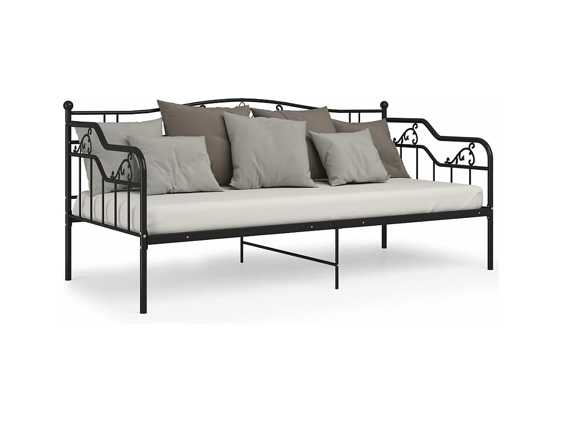 Divano Letto Telaio Nero in Metallo 90x200 cm